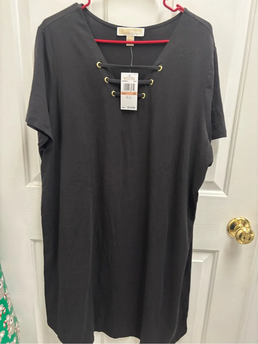 Black Lace-Up V-Neck women’s tee shirt dress